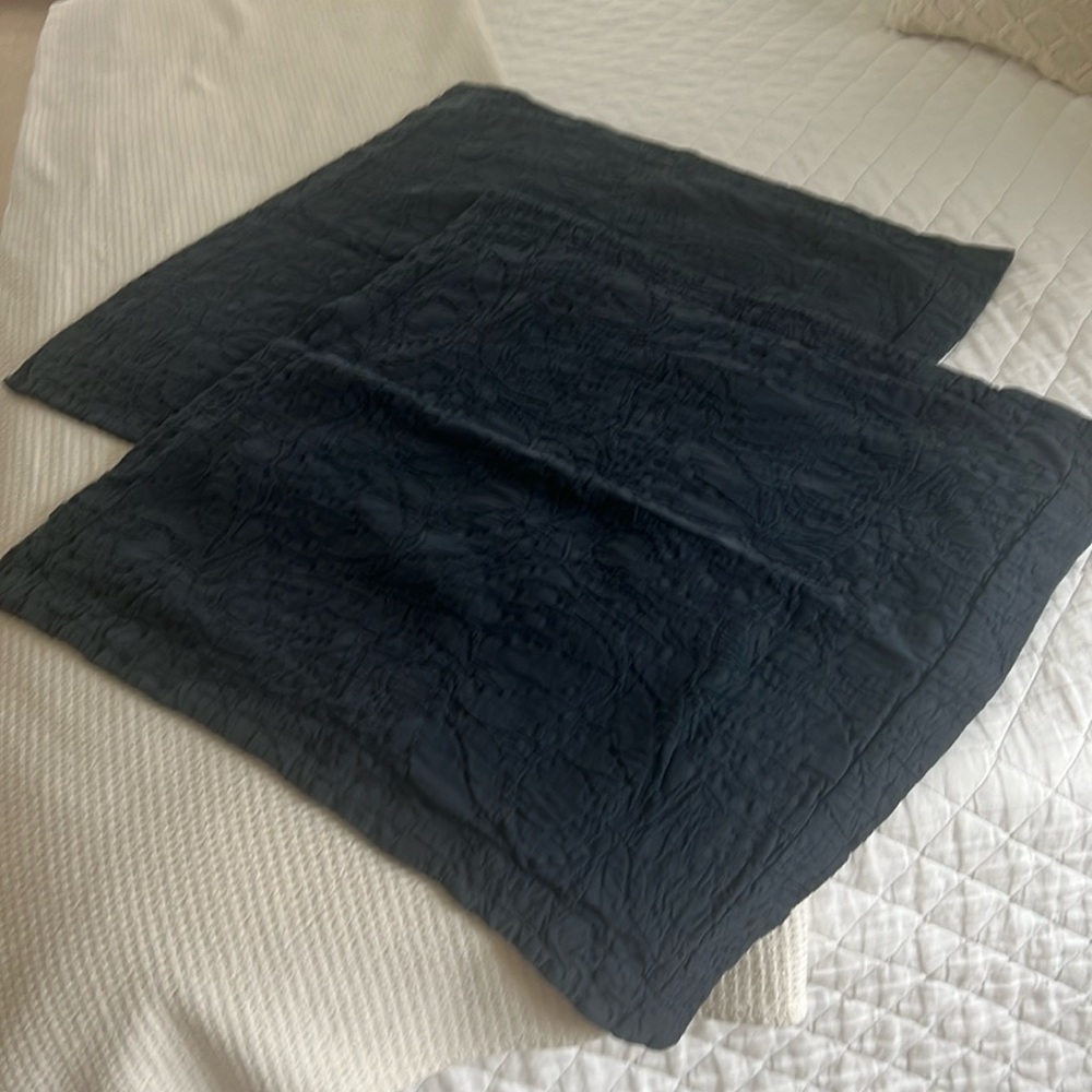 (2) Pottery Barn Navy Quilted EURO Shams - non smoking - no pet home